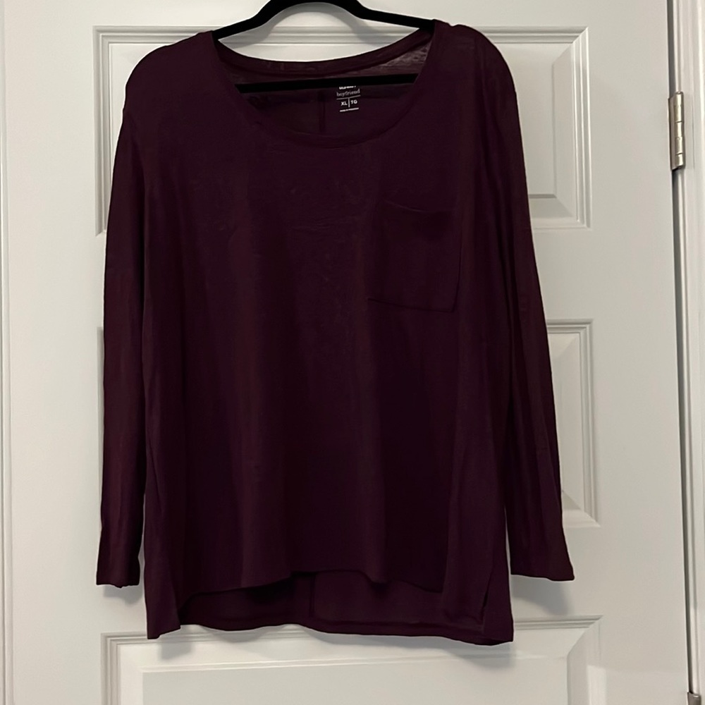 Old Navy Long Sleeve Boyfriend Pocket Tee, Good Used Condition, Size XL